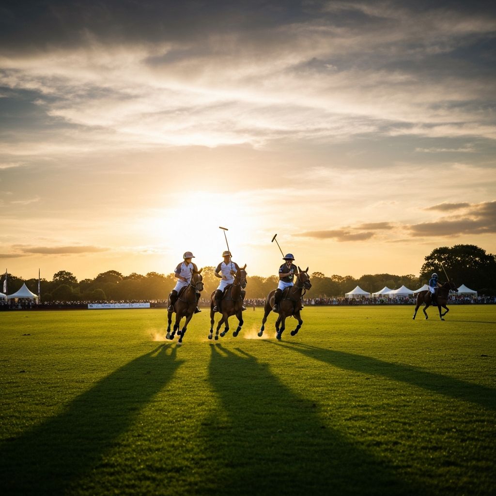 Polo match at sunset
